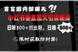首富圈内部曝光小红书垂直图文引流新课，日吸300+创业粉，日入8张+，限时获取防封禁