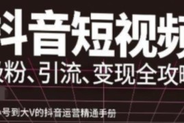 抖音视频号高级实操与理论课程：吸粉、引流、变现全攻略，从小号到大V的抖音运营精通手册