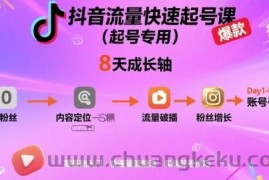 抖音流量快速起号课（起号专用），8天带你做爆自己的账号