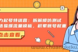 （13184期）暴力起号特训营：拆解模仿测试，打造易爆流量模板，积累账号权重