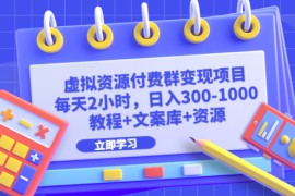 （6530期）虚拟资源付费群变现项目：每天2小时，日入300-1000+（教程+文案库+资源）