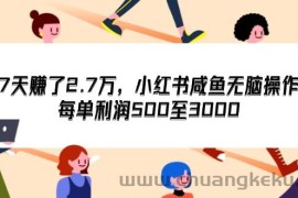 （12192期）7天收了2.7万，小红书咸鱼无脑操作，每单利润500至3000