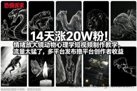 14天涨20W粉！情绪放大镜动物心理学短视频制作教学，流量太猛了，多平台发布撸平台创作者收益