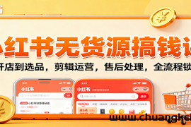 小红书无货源搞钱课：从开店到选品，剪辑运营，售后处理，全流程解锁赚钱秘籍