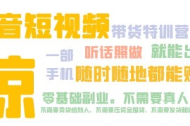 （5116期）抖音短视频·带货特训营15期 一部手机 听话照做 就能出单 随时随地都能赚钱