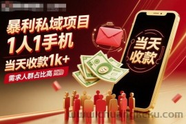 暴利私域项目1人1手机，当天收款1k+，需求人群占比高，当天就能见到钱