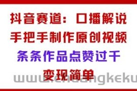 抖音赛道：口播解说，手把手教你制作原创视频，条条作品点赞过千，变现简单