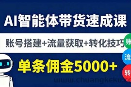 （16073期）AI智能体带货速成课，账号搭建+流量获取+转化技巧，单条佣金5000+