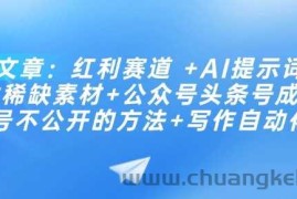 付费文章：红利赛道 +AI提示词 +批量找稀缺素材+公众号头条号成功起号不公开的方法+写作自动化