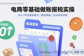 电商零基础做账报税实操快速上手，从0-1学会套账建立，做账准备，企业税务申报