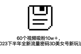 （7139期）60个视频吸粉10w＋，2023下半年全新流量密码3D美女号新玩法（教程+资源）