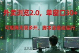 外卖浏览2.0，单窗口30+可矩阵无限多开，脚本全自动运行【揭秘】
