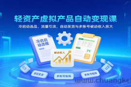 轻资产虚拟产品自动变现课，冷启动选品、流量引流，自动发货与多账号被动收入放大