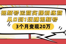 （1596期）视频号运营实操训练营：从0到1玩赚视频号，3个月变现20万