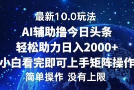 （12964期）今日头条最新10.0玩法，轻松矩阵日入2000+