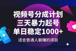 （14634期）视频号分成计划，三天暴力起号玩法 单日稳定1000+