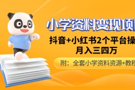 （4815期）小学资料变现项目，抖音+小红书2个平台操作，月入数万元（全套资料+教程）