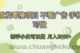 首发零撸项目 不看广告 手机可做 新手小白可以做  月入3k+【揭秘】