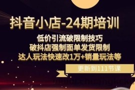 抖音小店-24期：低价引流破限制技巧，破抖店强制面单发货限制，达人玩法快速改1万+销量玩法等