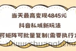 当天最高变现1k+，抖音私域新玩法，可矩阵可批量复制