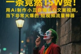一条视频竟然15W赞！用AI制作小丑自嘲扎心文案视频，当下非常火爆的短视频流量神器