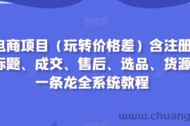 闲鱼电商项目（玩转价格差）含注册、养号、标题、成交、售后、选品、货源等，一条龙全系统教程