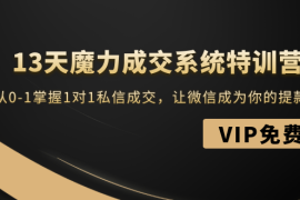 （1499期）13天魔力成交系统特训营：从0-1掌握1对1私信成交，让微信成为你的提款机