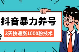 （2103期）抖音暴力养号，三天快速涨1000粉技术【视频课程】