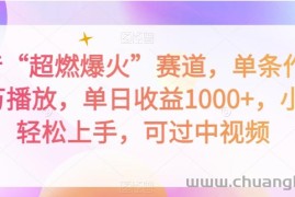 抖音“超燃爆火”赛道，单条作品千万播放，单日收益1000+，小白轻松上手，可过中视频【揭秘】