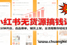 小红书无货源爆单课：10分钟开店，选品爆单，铺货上架，全流程教你轻松变现