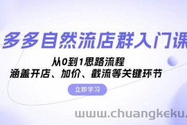 （13279期）多多自然流店群入门课，从0到1思路流程，涵盖开店、加价、截流等关键环节