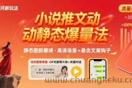 8月小说推文全新玩法，动静态图片+搭配小说文案爆量玩法