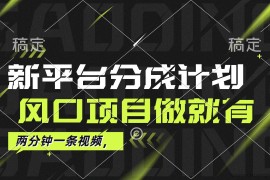 （12442期）最新平台分成计划，风口项目，单号月入10000+