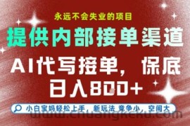 最新AI代写接单，提供接单渠道，小白极速上手，保底日入8张，永远不会失业的项目【揭秘】