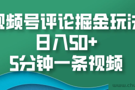 视频号评论掘金玩法，日入50+，5分钟一条视频