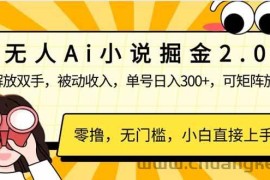 （14307期）无人Ai小说掘金2.0，被动收入，解放双手，单号日入300+，可矩阵操作，…