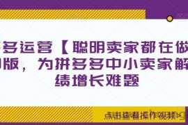 拼多多运营【聪明卖家都在做】无水印版，为拼多多中小卖家解决业绩增长难题