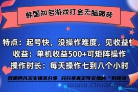 （12852期）韩国知名游戏打金无脑搬砖单机收益500+