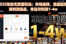 （16445期）2025淘宝无货源玩法：市场选择、流量起爆、高利润选品，单店月利润1-4w