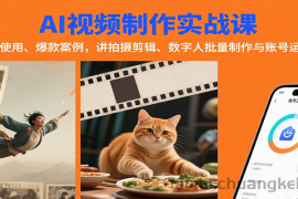 AI视频制作实战：含工具使用、爆款案例，讲拍摄剪辑、数字人批量制作与账号运营变现