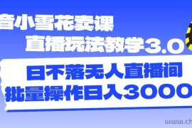 （11595期）抖音小雪花卖课直播玩法教学3.0，日不落无人直播间，批量操作日入3000+