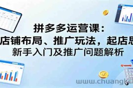 拼多多运营课：含店铺布局、推广玩法，起店思路，新手入门及推广问题解析