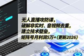 （17012期）无人直播攻防课，破解非实时、音视频去重，建立技术壁垒，矩阵号月利润5万+（更新2026）