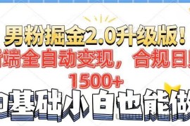 （14190期）男粉项目2.0升级版！后端全自动变现，合规日赚1500+，7天干粉矩阵起号…