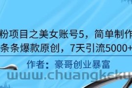 男粉项目之美女账号5，简单制作，条条爆款原创，7天引流5000+