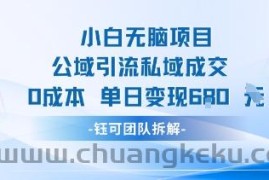小白无脑项目公域引流私域成交0成本单日变现680米