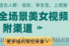 全场景美女视频制作，附渠道，当天变现【揭秘】