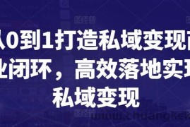 从0到1打造私域变现商业闭环，高效落地实现私域变现