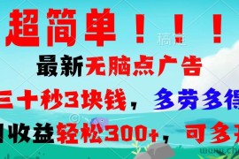 （13549期）超简单最新无脑点广告项目，三十秒3块钱，多劳多得，日收益轻松300+，…