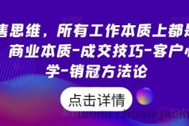 销售思维，所有工作本质上都是销售，商业本质-成交技巧-客户心理学-销冠方法论